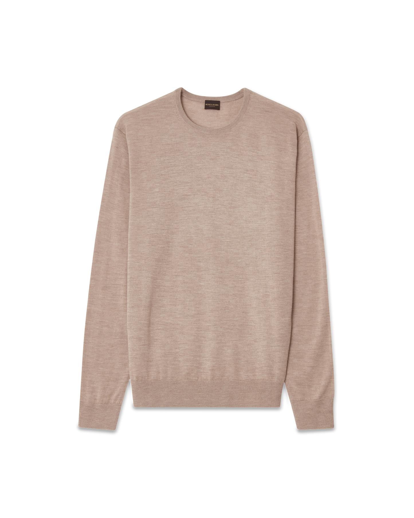 Beige Crew Neck Cashmere Sweater