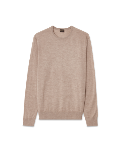 Beige Crew Neck Cashmere Sweater