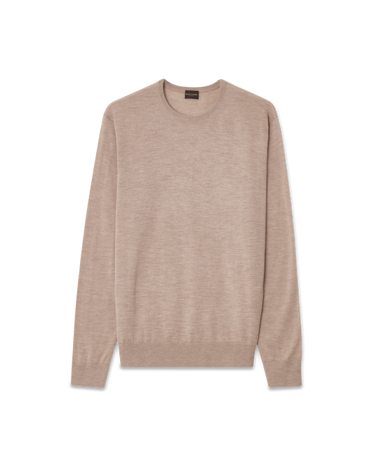 Beige Crew Neck Cashmere Sweater