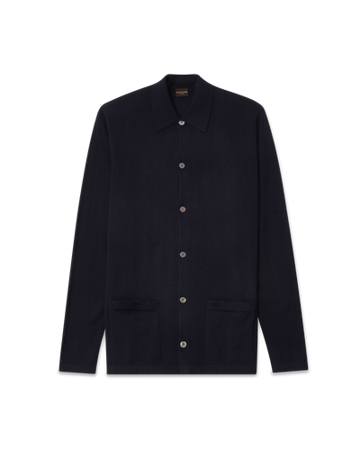 Cashmere Shirt Cardigan Navy