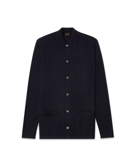 Cashmere Shirt Cardigan Navy