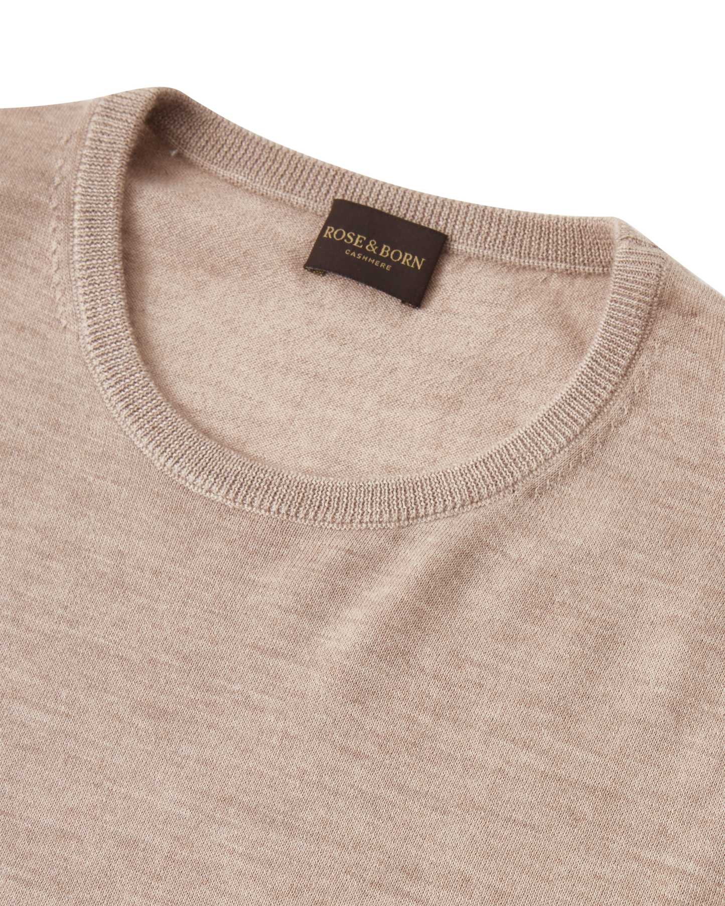 Beige Crew Neck Cashmere Sweater