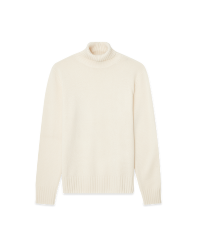 7 Gauge Turtleneck Cashmere Sweater White