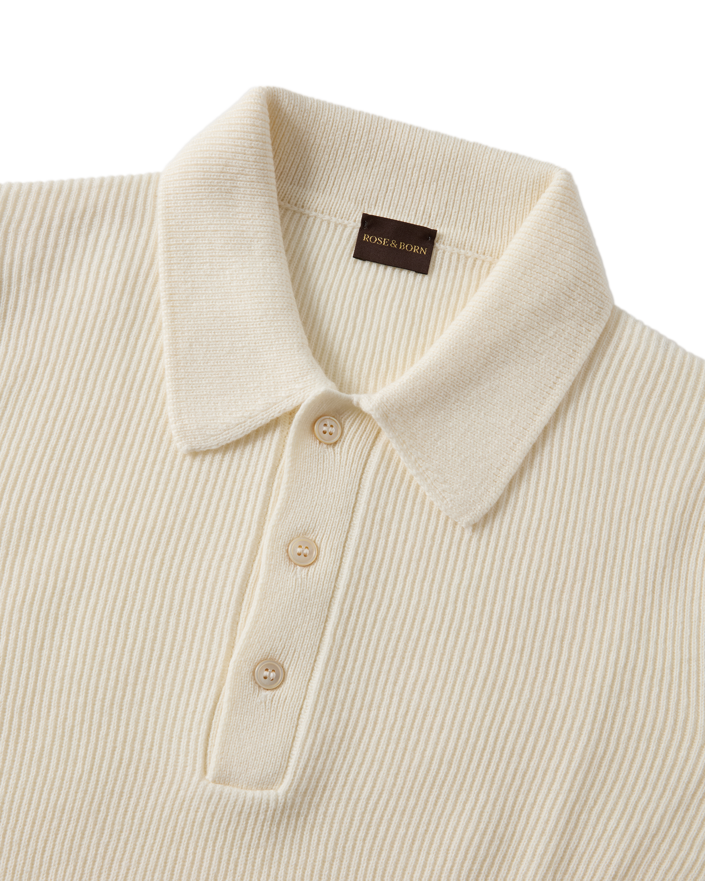 Wool Blend Rib Polo White