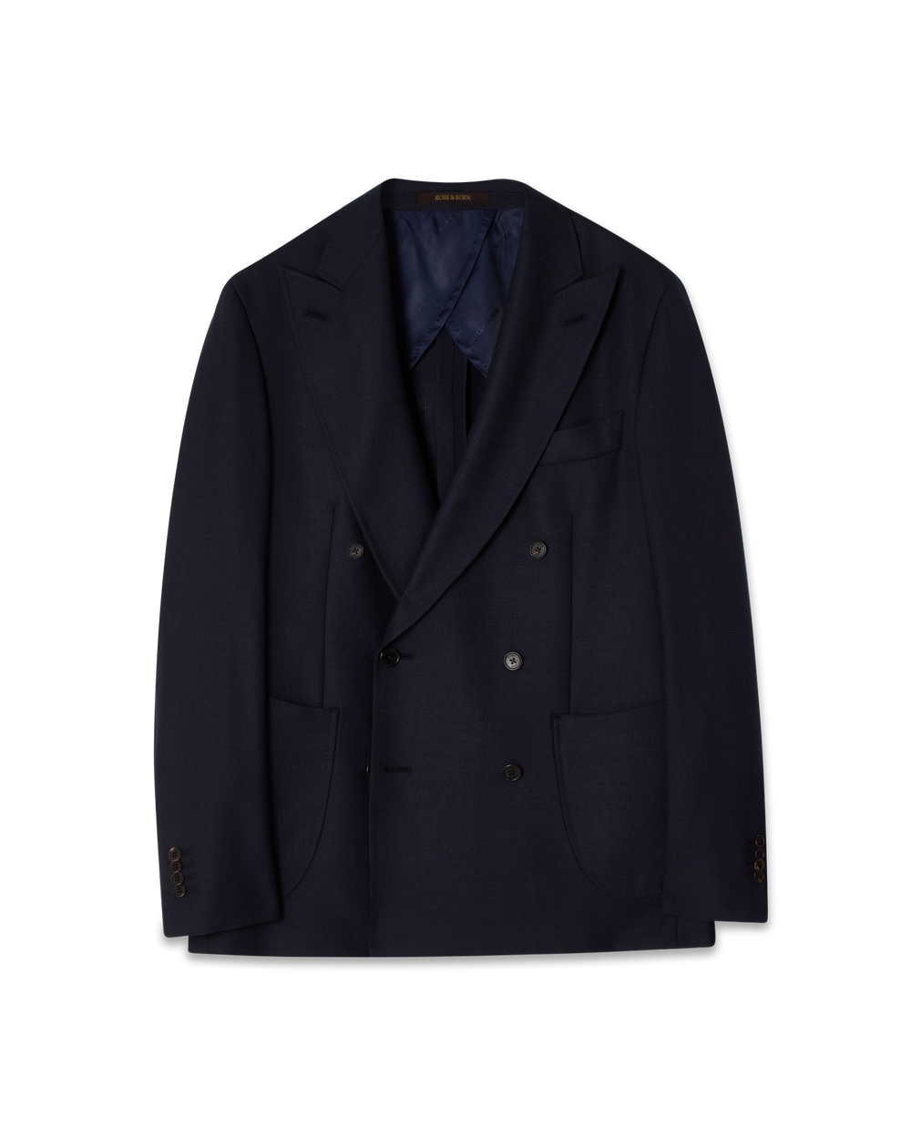 Mesh Wool Double-Breasted Jacket Navy