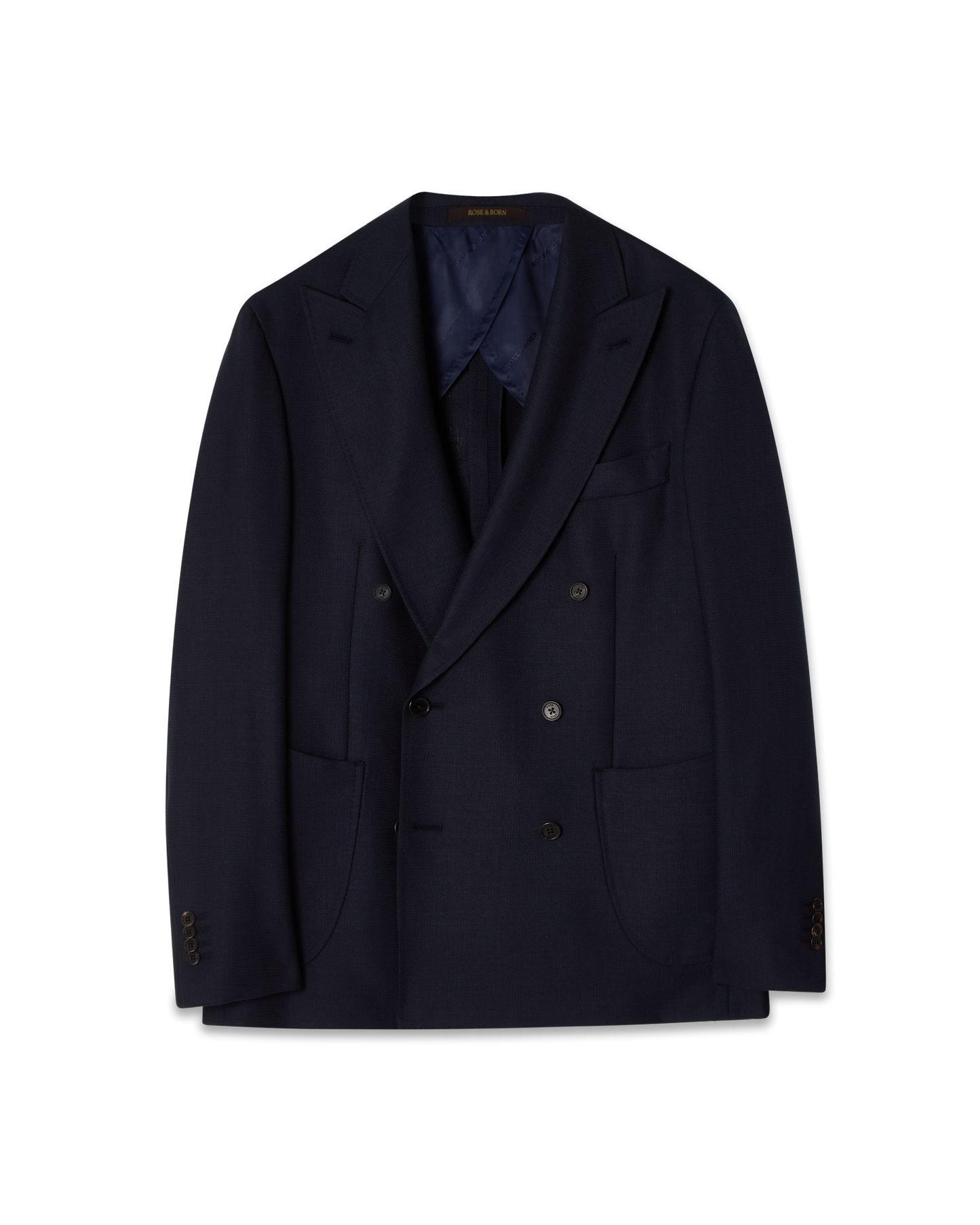 Mesh Wool Double-Breasted Jacket Navy