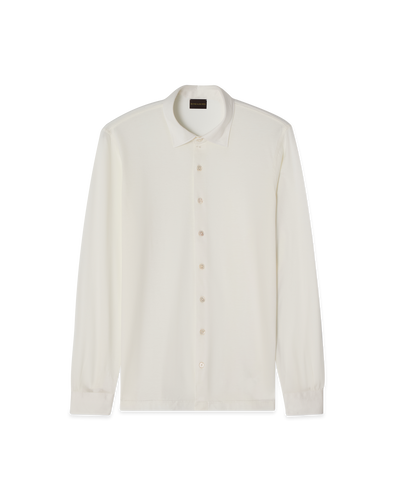 Silk Cotton Polo Shirt Cream