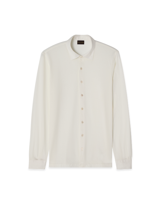 Silk Cotton Polo Shirt Cream