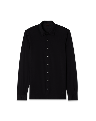 Silk Cotton Polo Shirt Black