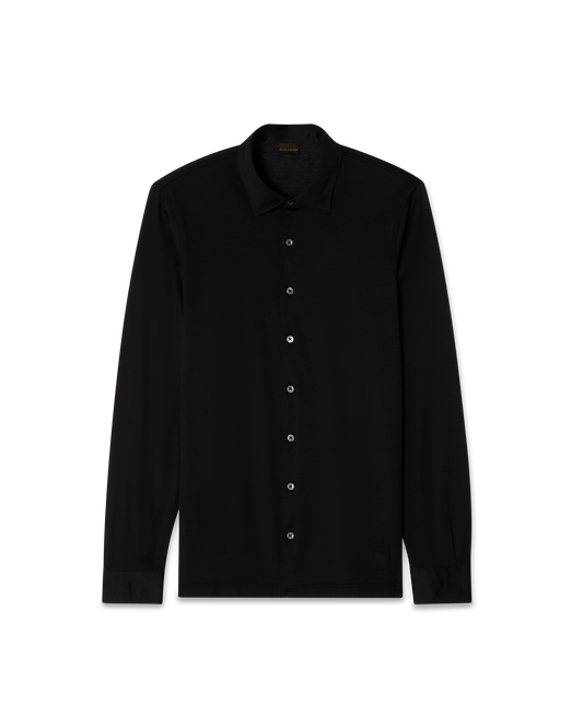 Silk Cotton Polo Shirt Black