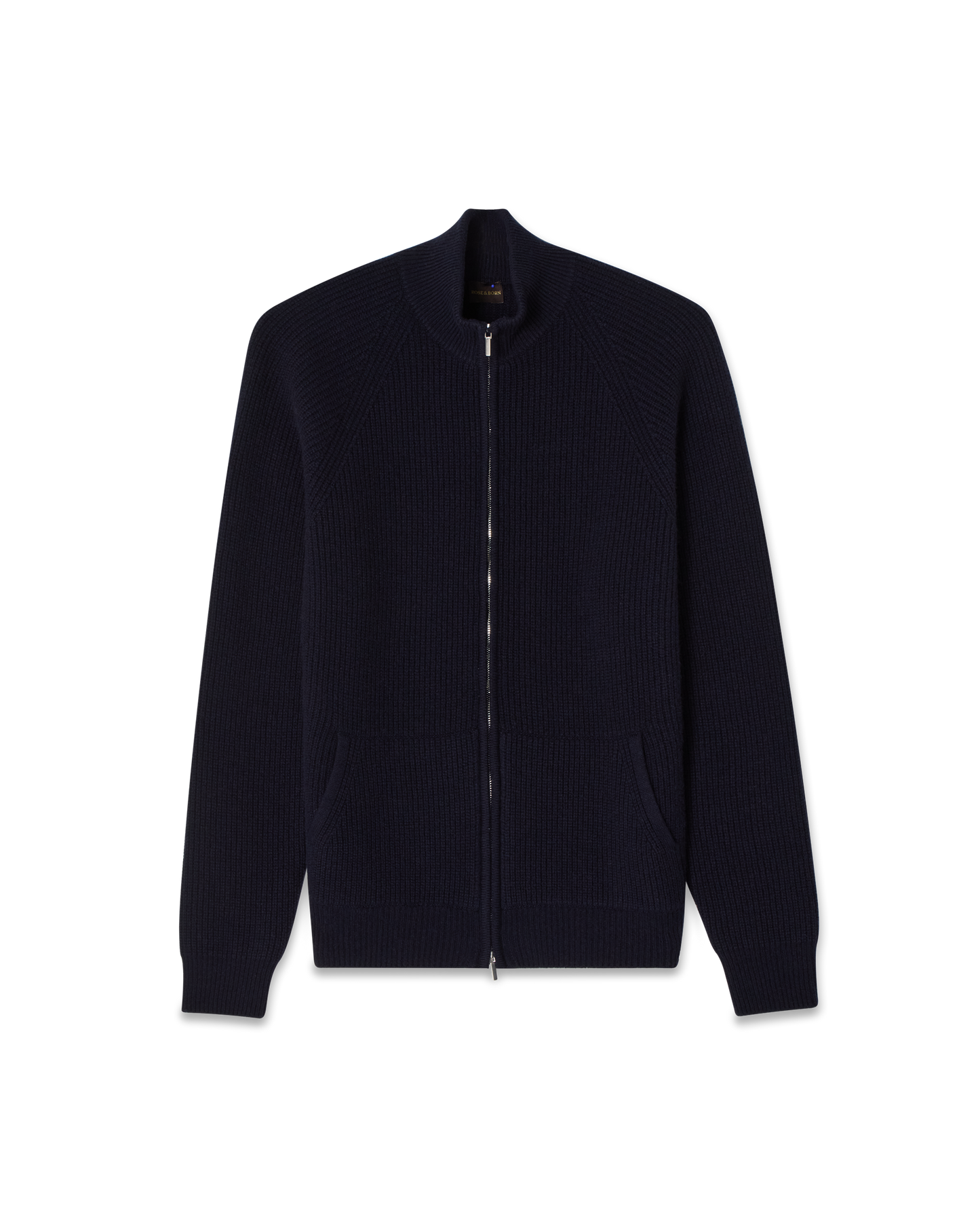 Full-Zip Raglan Cashmere Sweater Navy