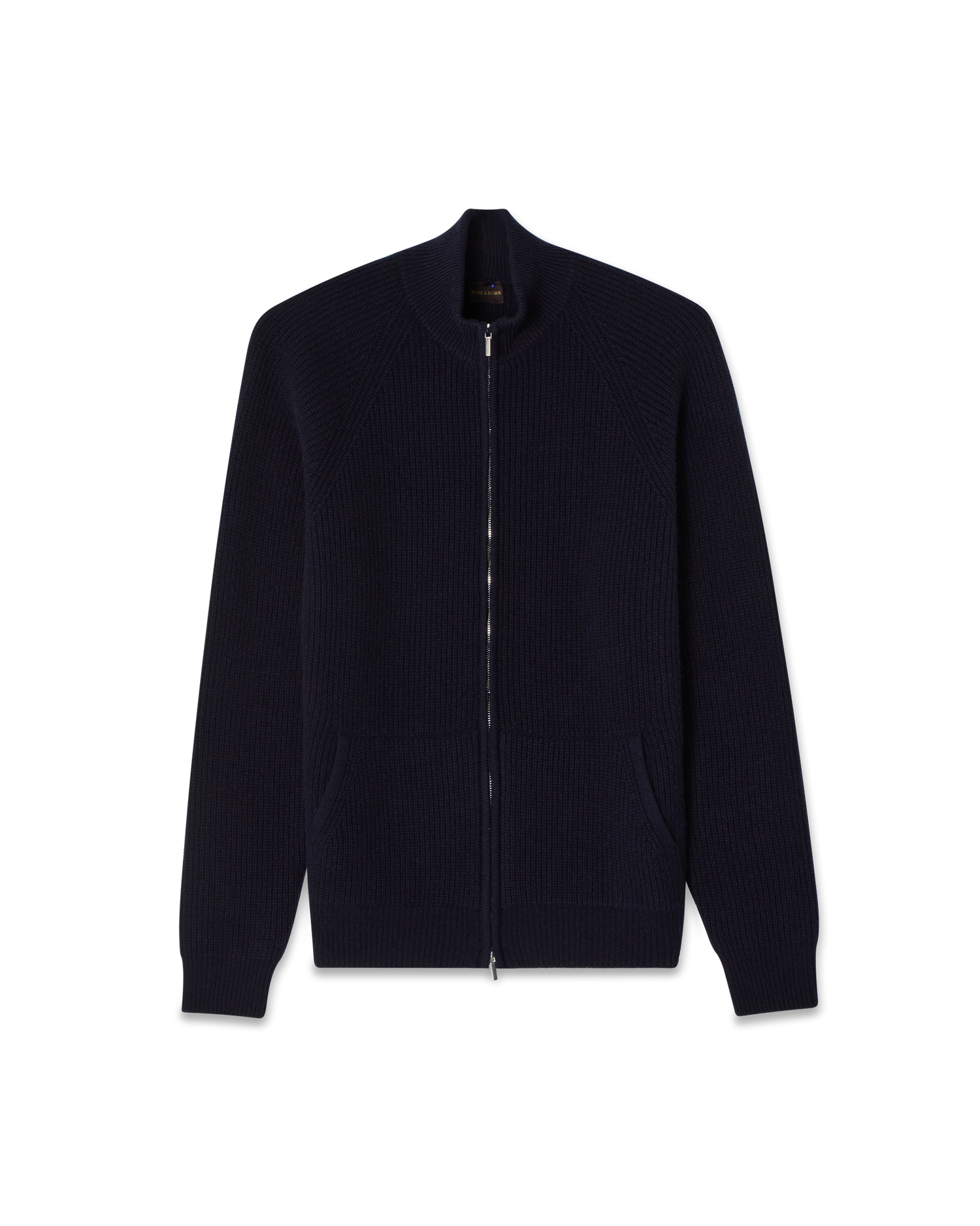 Full-Zip Raglan Cashmere Sweater Navy
