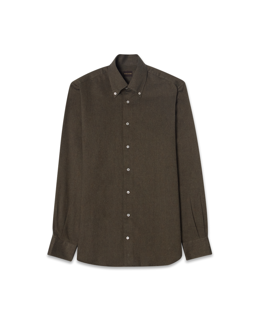 Brushed Cotton Button-Down Shirt Olive