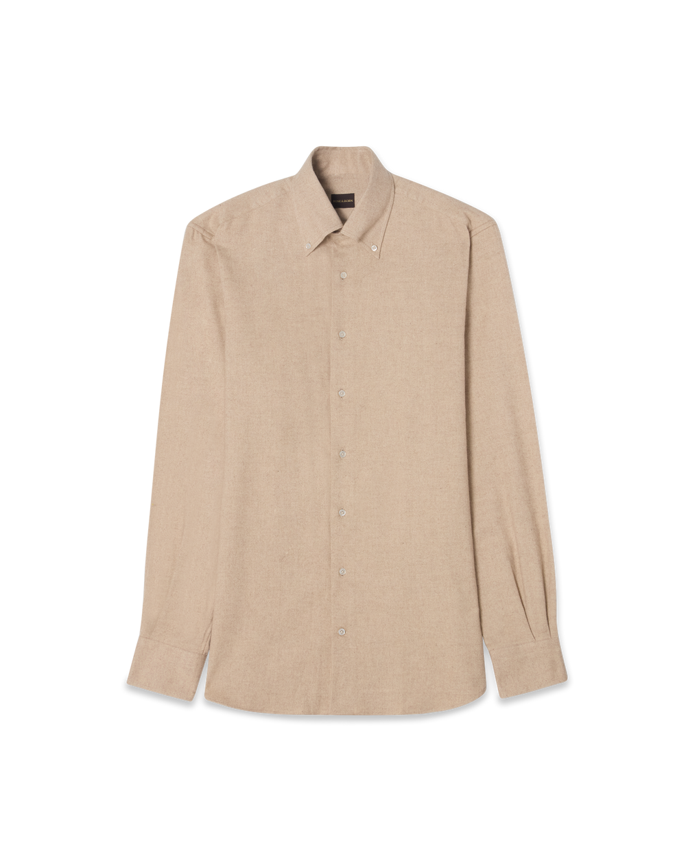 Brushed Cotton Button-Down Shirt Beige