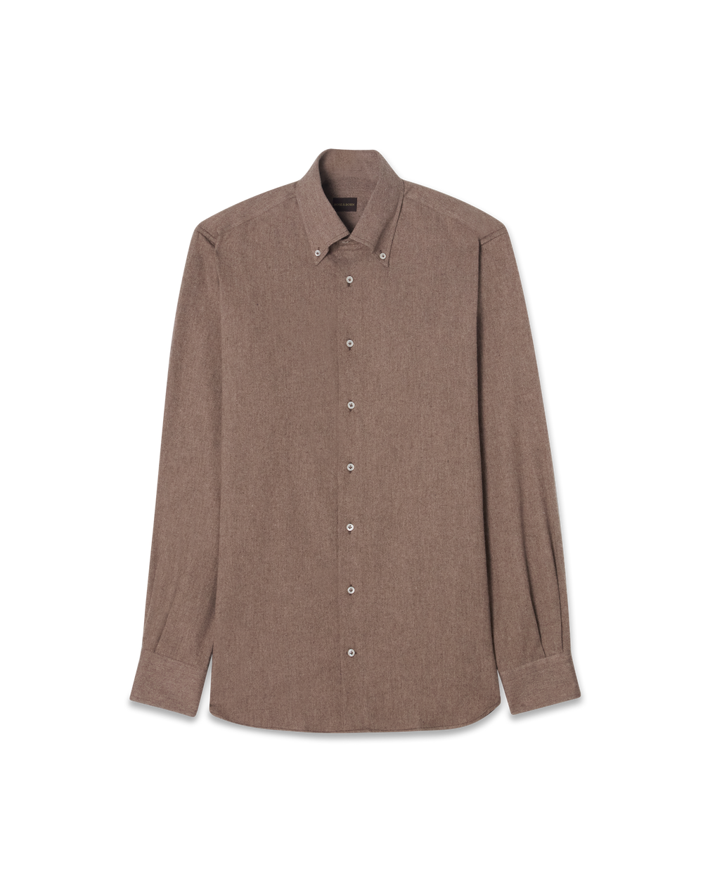 Brushed Cotton Button-Down Shirt Taupe