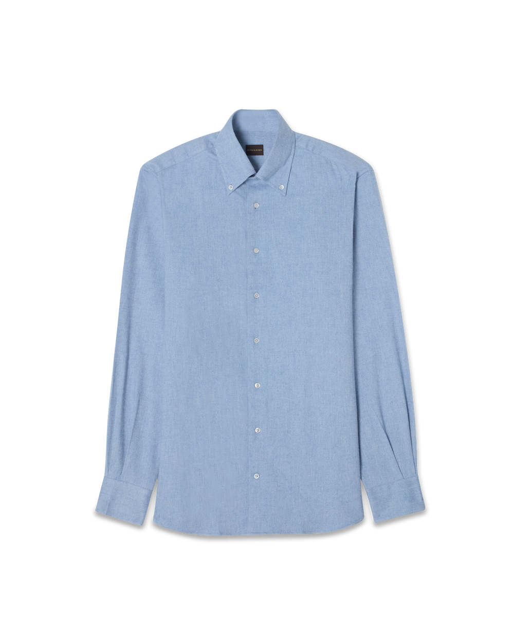 Brushed Cotton Button-Down Shirt Light Blue