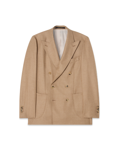 Double-Breasted Wool Blend Jacket Beige