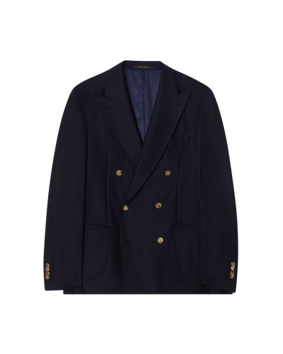 Double-Breasted Wool Twill Jacket Navy