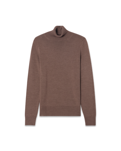 Turtleneck Wool Silk Blend Taupe