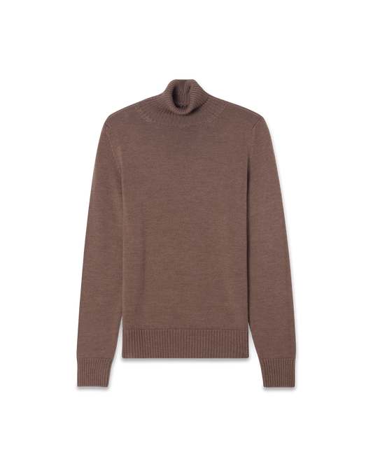 Turtleneck Wool Silk Blend Taupe