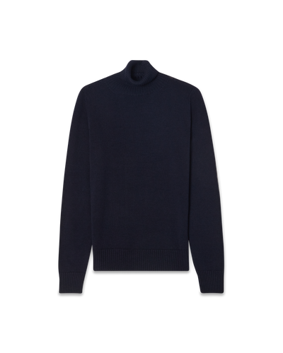 Turtleneck Wool Silk Blend Navy