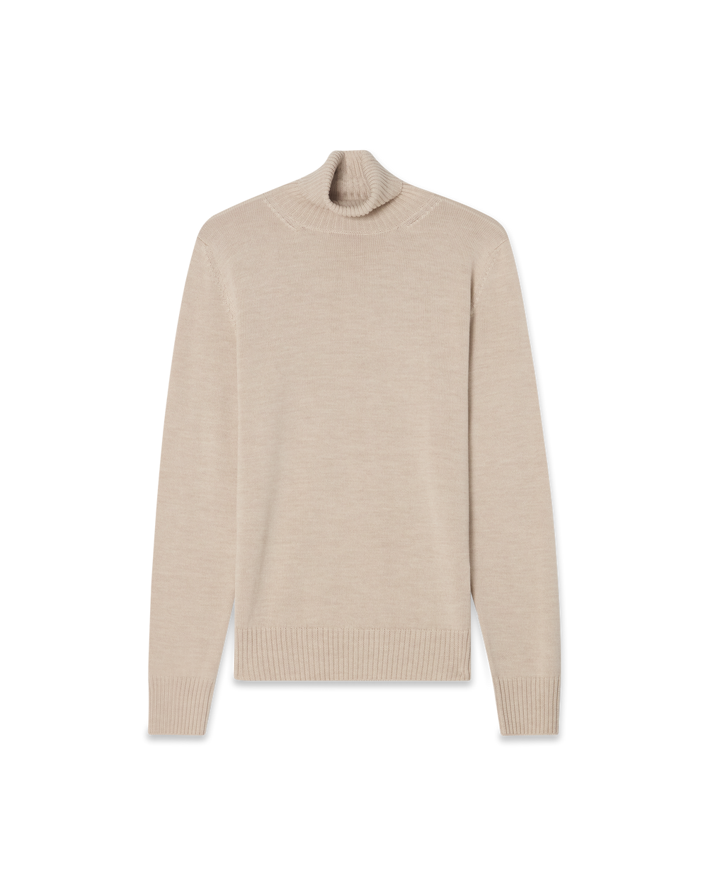 Turtleneck Wool Silk Blend Beige