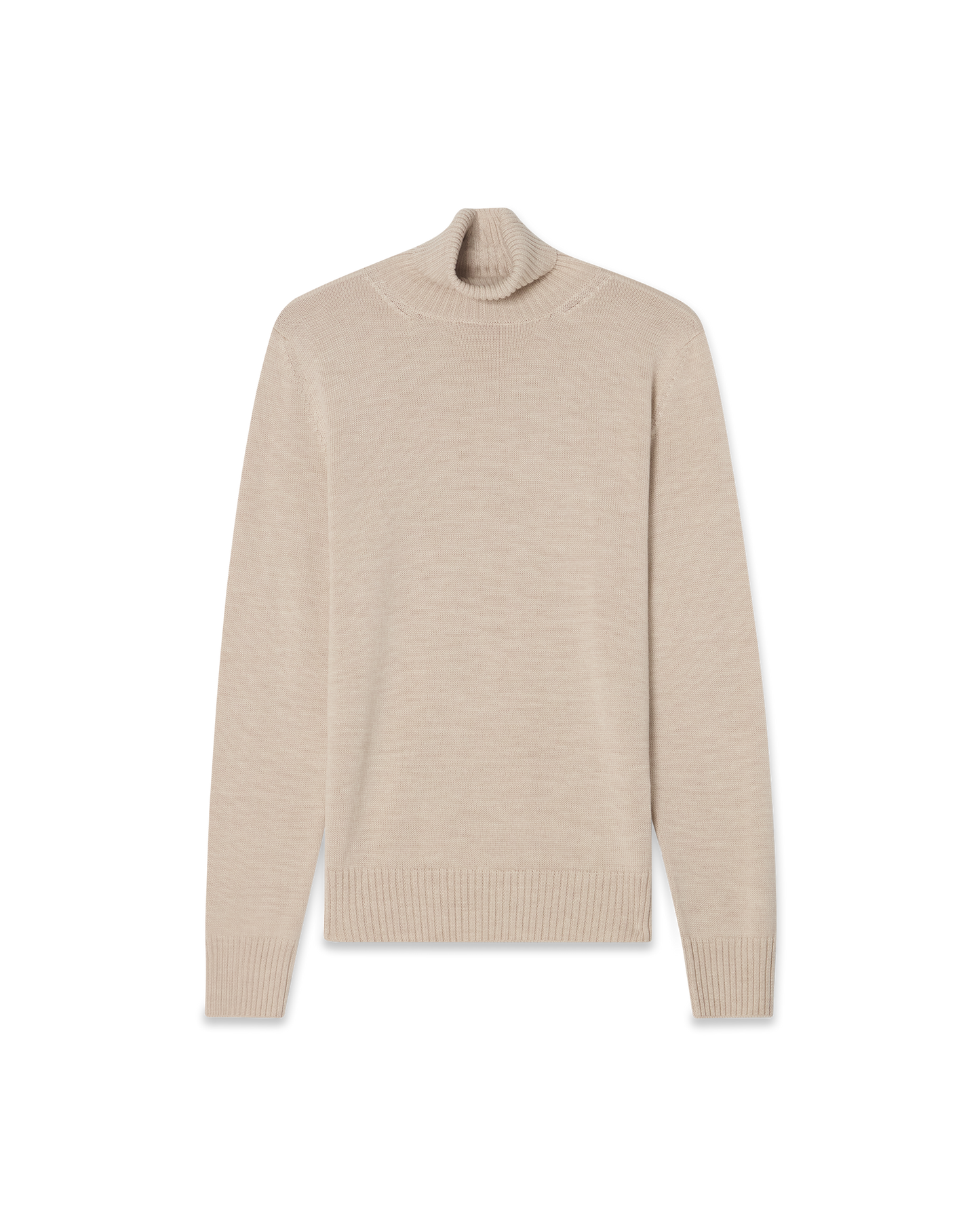 Turtleneck Wool Silk Blend Beige