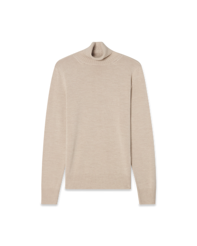 Turtleneck Wool Silk Blend Beige