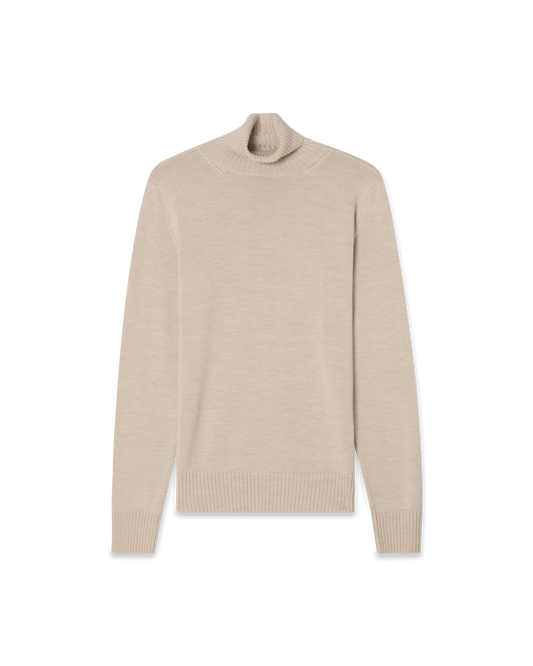 Turtleneck Wool Silk Blend Beige