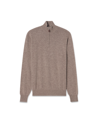 Half-Zip Wool Cashmere Sweater Taupe