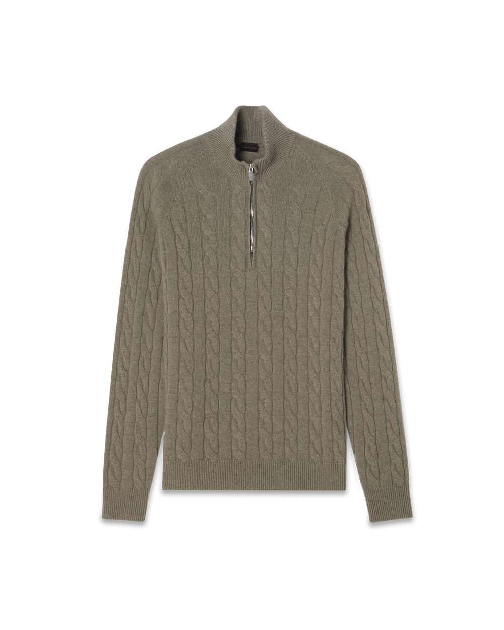 Half-Zip Cableknit Cashmere Sweater Sage Green