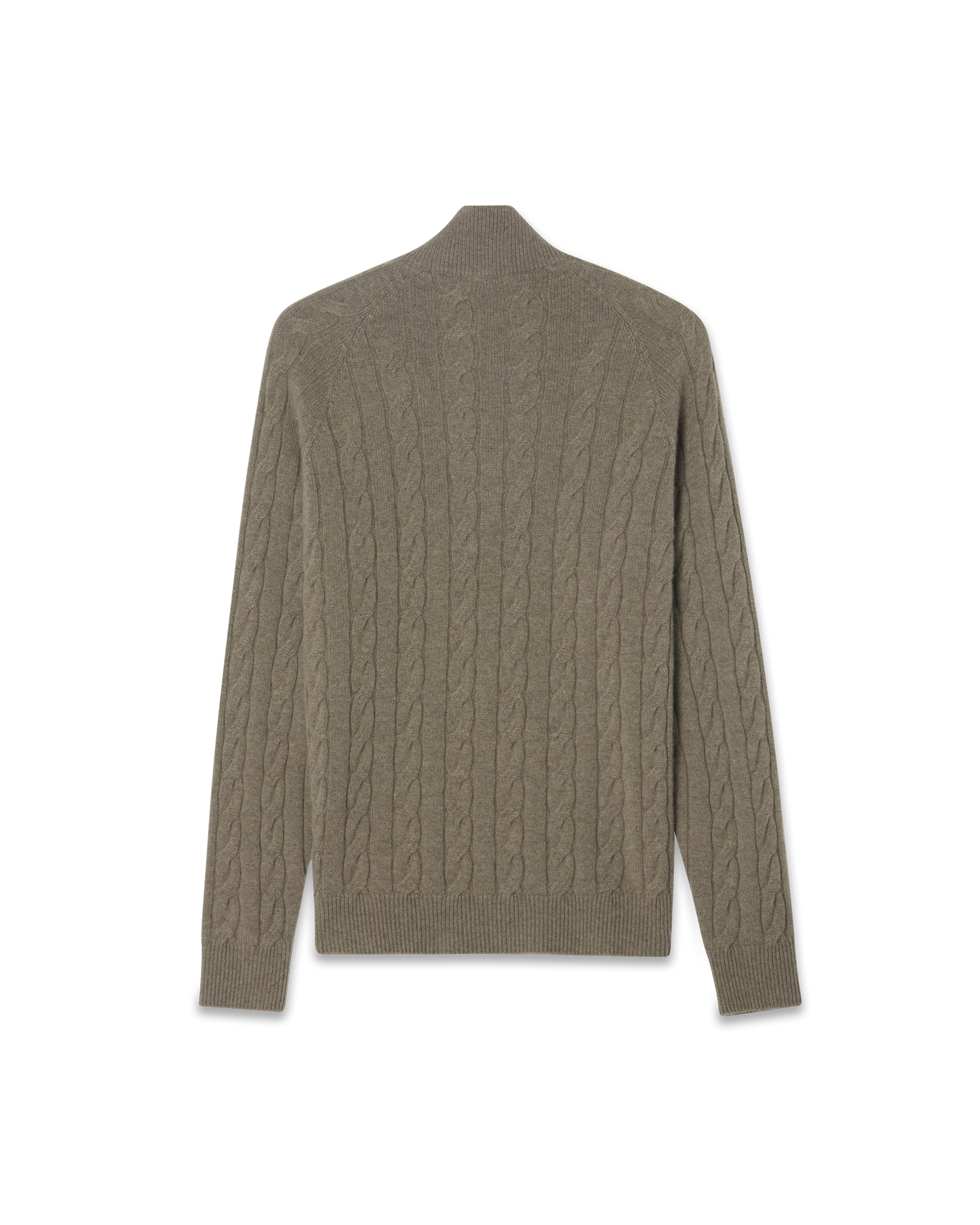 Half-Zip Cableknit Cashmere Sweater Sage Green