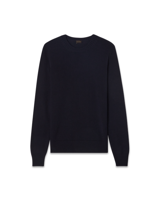 Crewneck Wool Silk Blend Navy