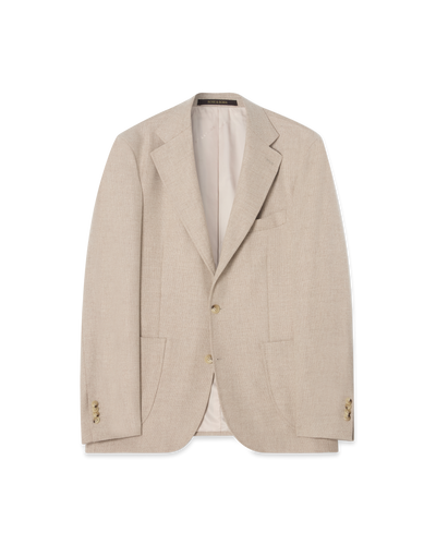 Basketweave Wool Blend Jacket Beige