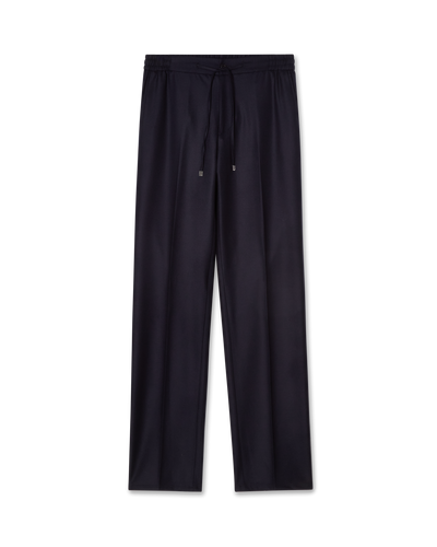 Drawstring Wool Flannel Trouser Navy