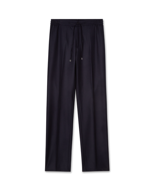 Drawstring Wool Flannel Trouser Navy