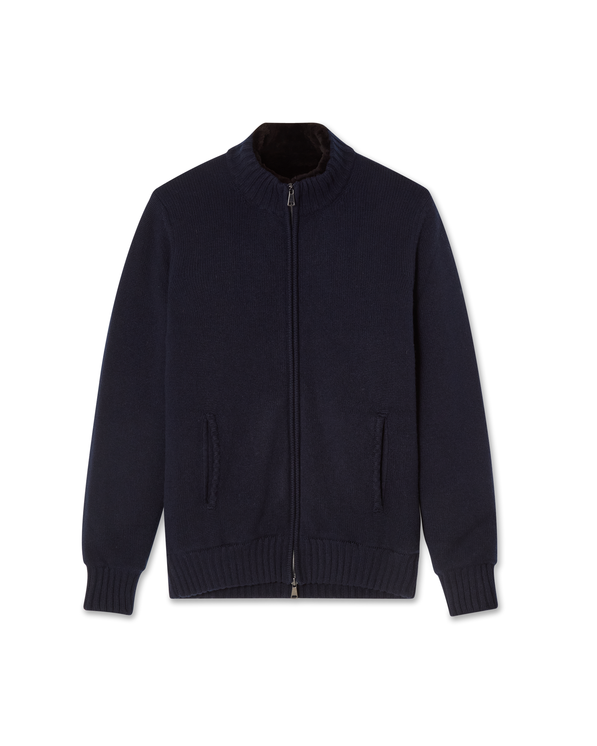 Fur Lined Cashmere Blouson Navy – Rose & Born