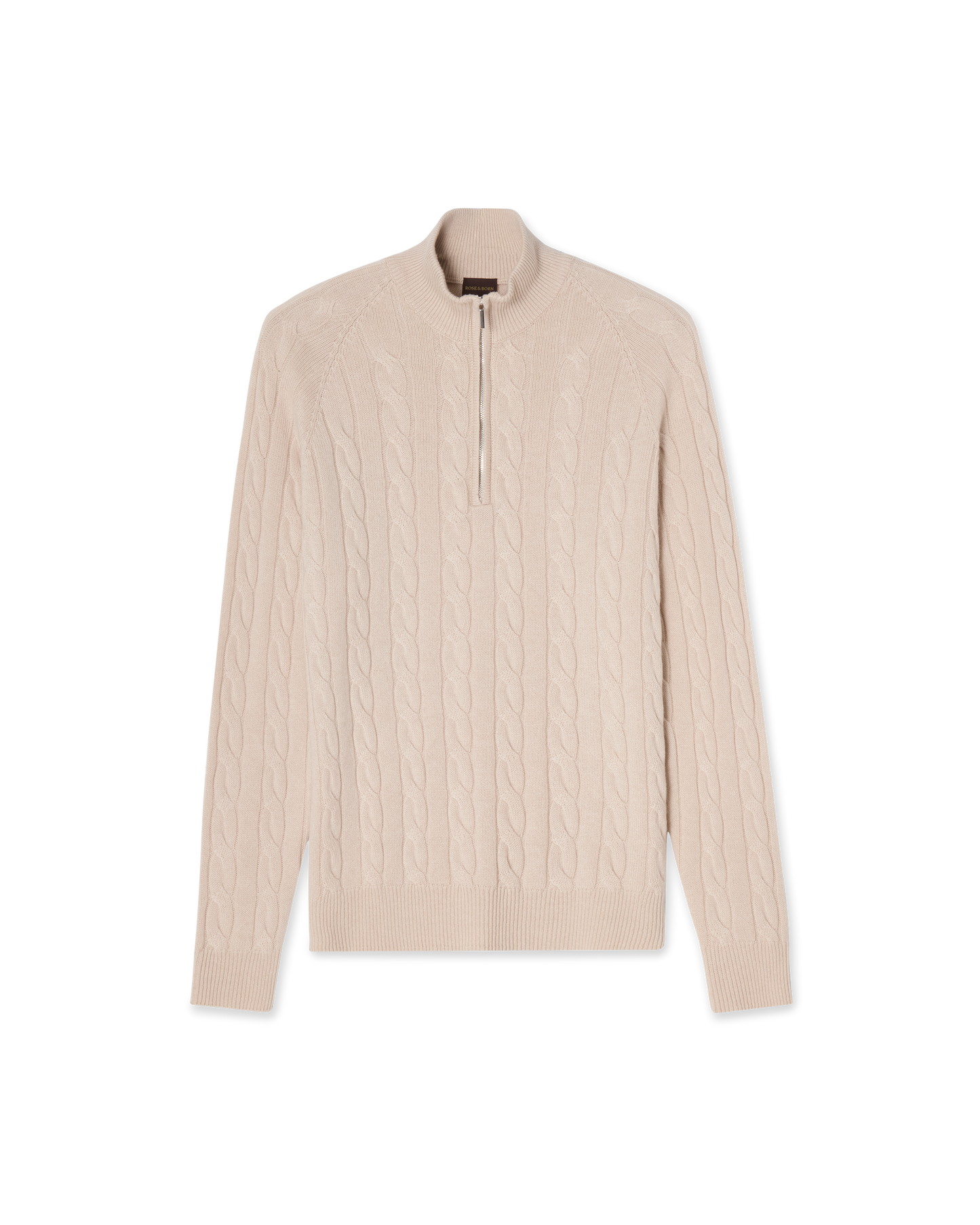 Half-Zip Cableknit Cashmere Sweater Sand