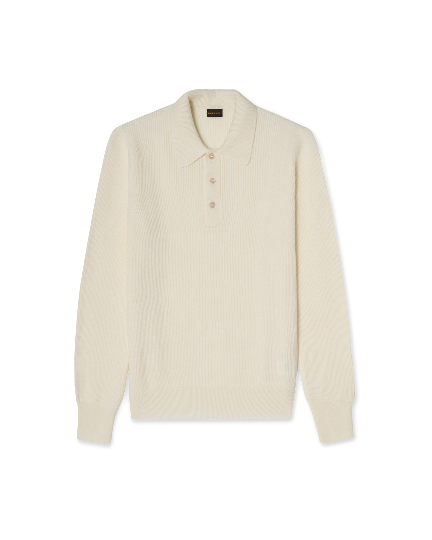 Wool Blend Rib Polo White