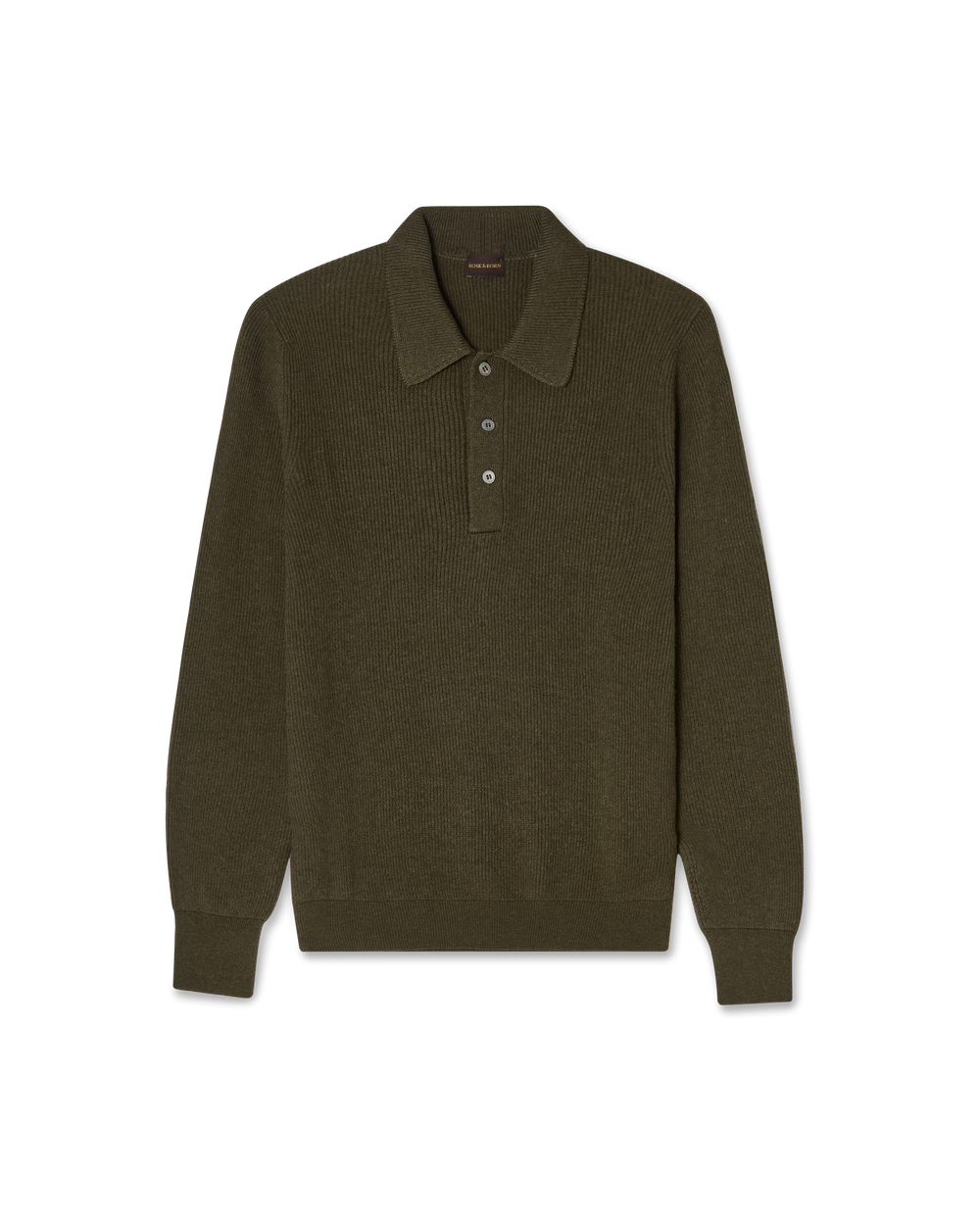 Wool Blend Rib Polo Green