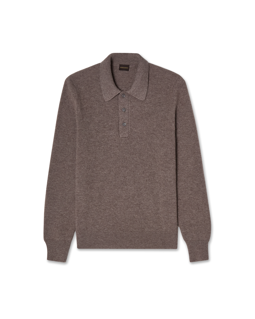 Wool Blend Rib Polo Taupe