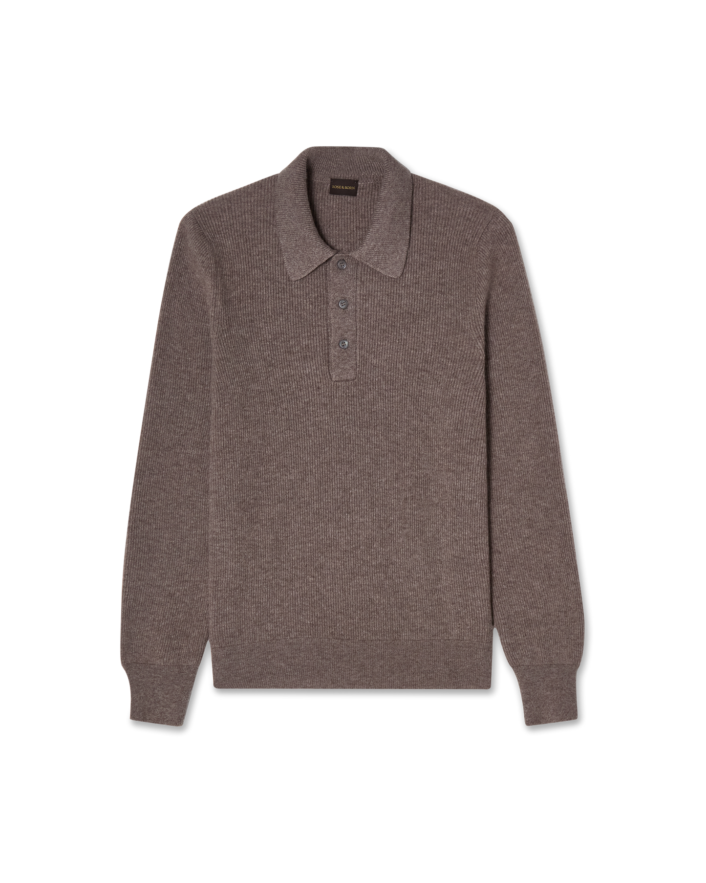 Wool Blend Rib Polo Taupe