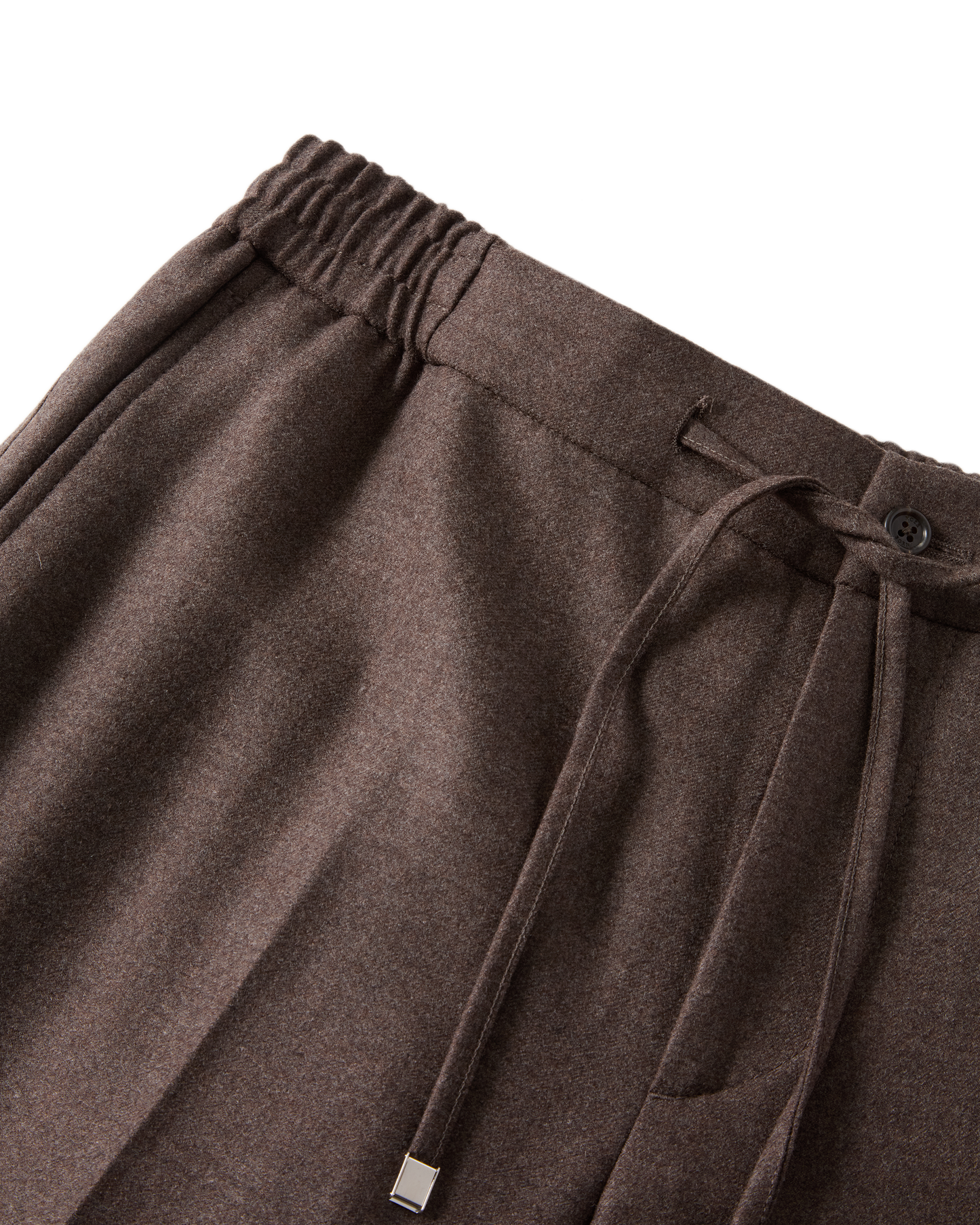 Drawstring Wool Flannel Trouser Taupe