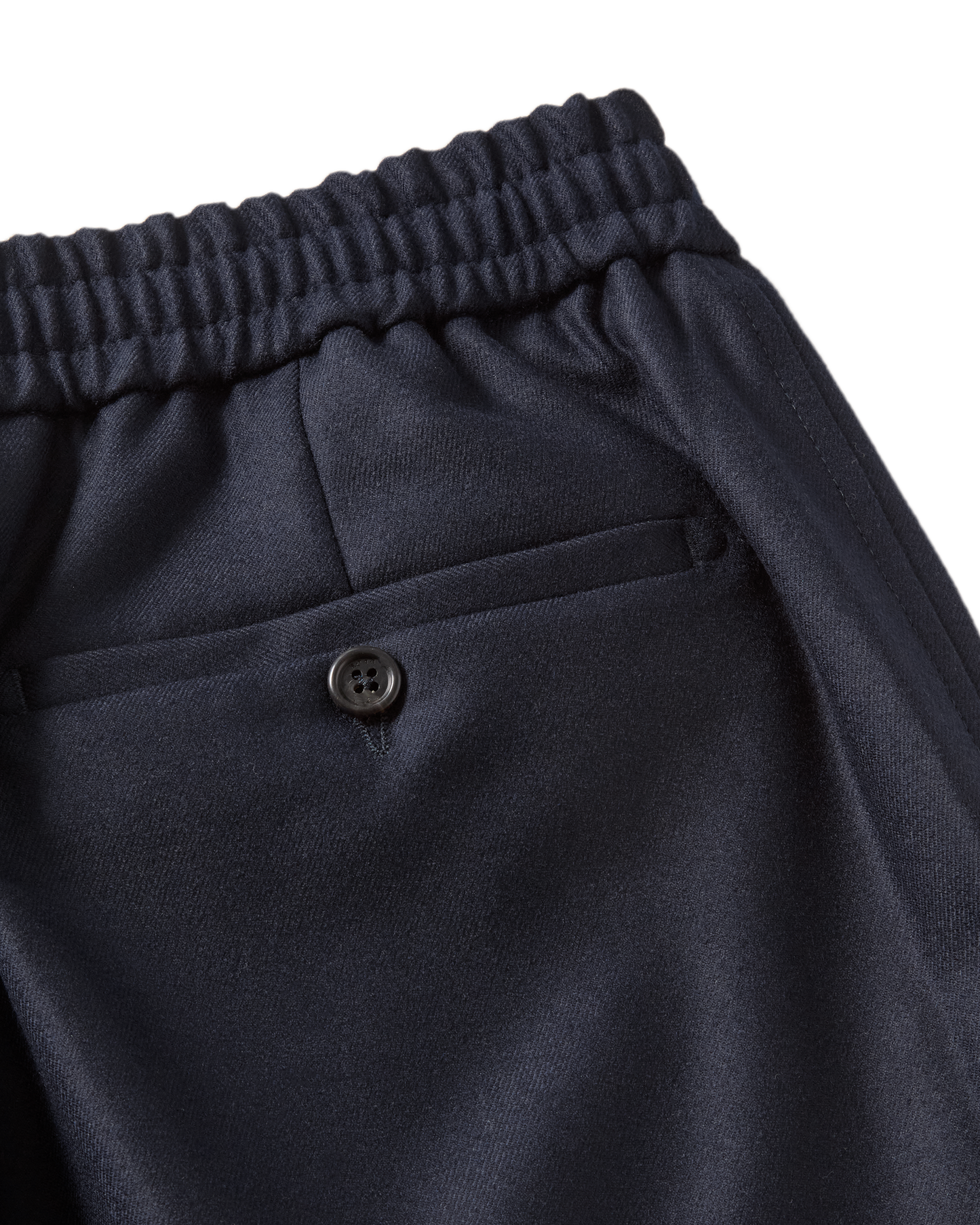 Drawstring Wool Flannel Trouser Navy