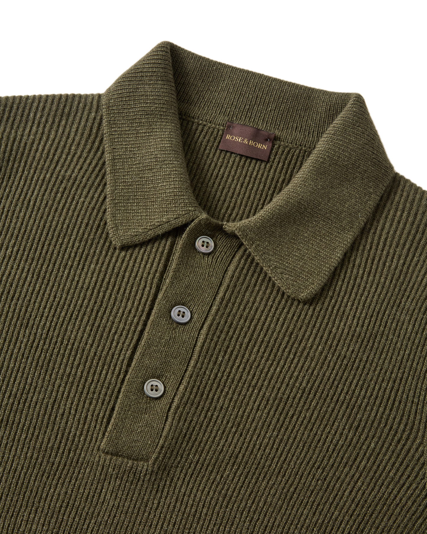 Wool Blend Rib Polo Green