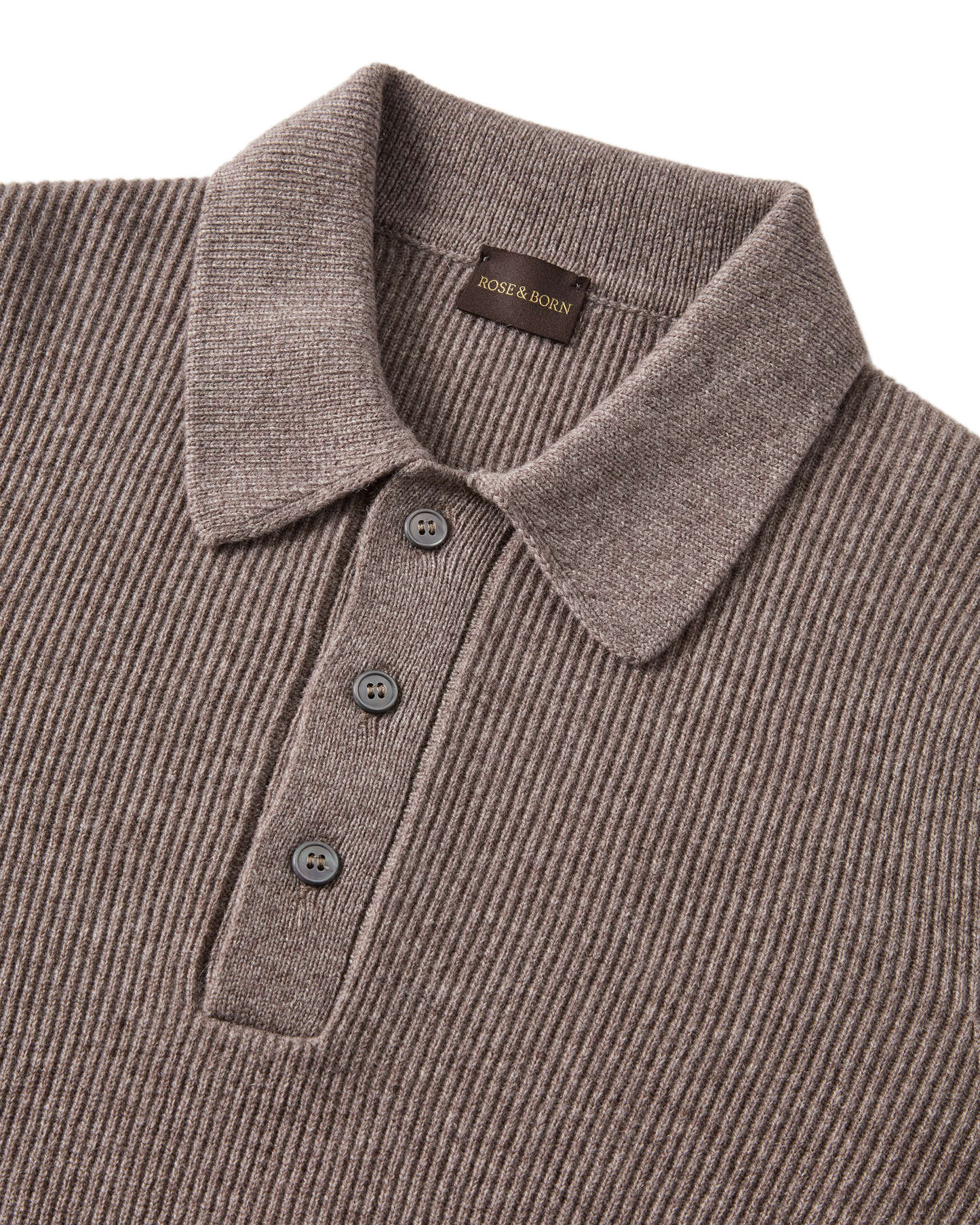 Wool Blend Rib Polo Taupe