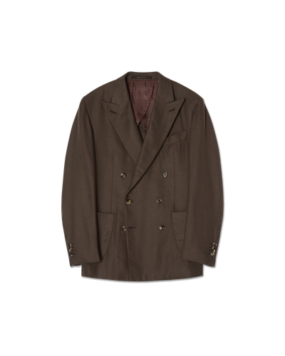 Silk Double Breasted Jacket Olive