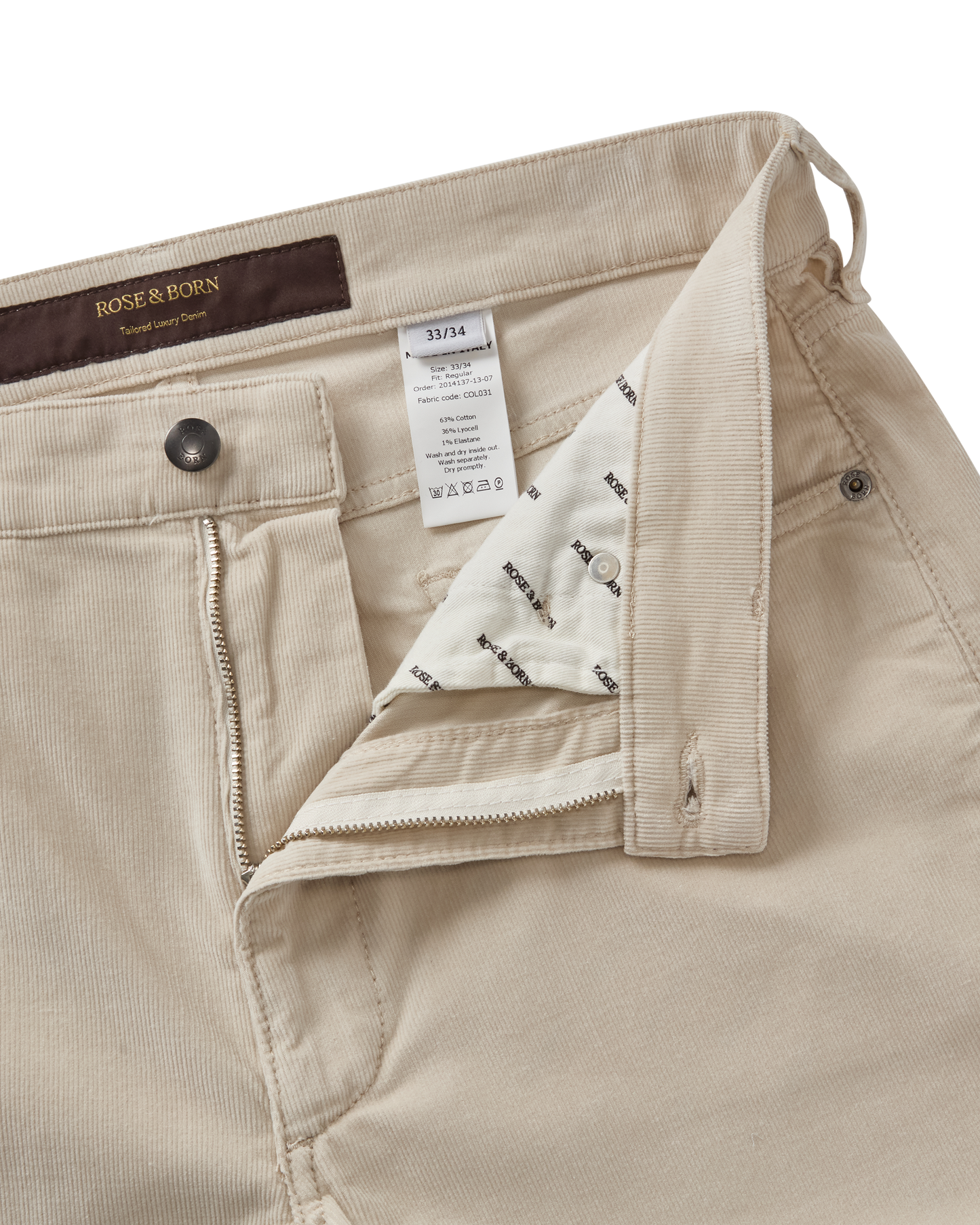 Regular Fit Corduroy Jeans Cream