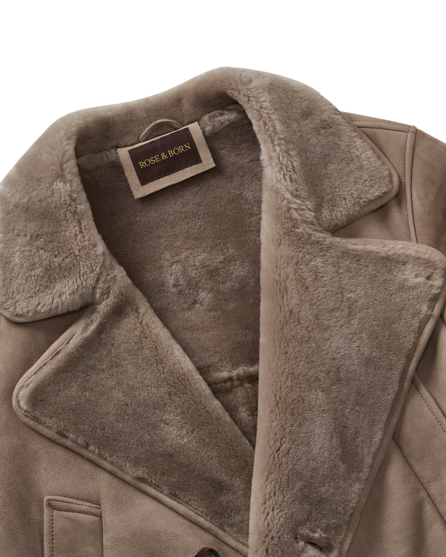 Double-Breasted Shearling Coat Taupe