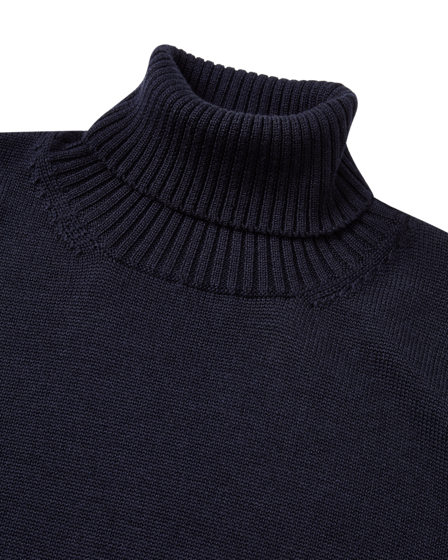 Turtleneck Wool Silk Blend Navy